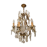 Old cage chandelier. Bronze and tassels. 6 arms of lights.