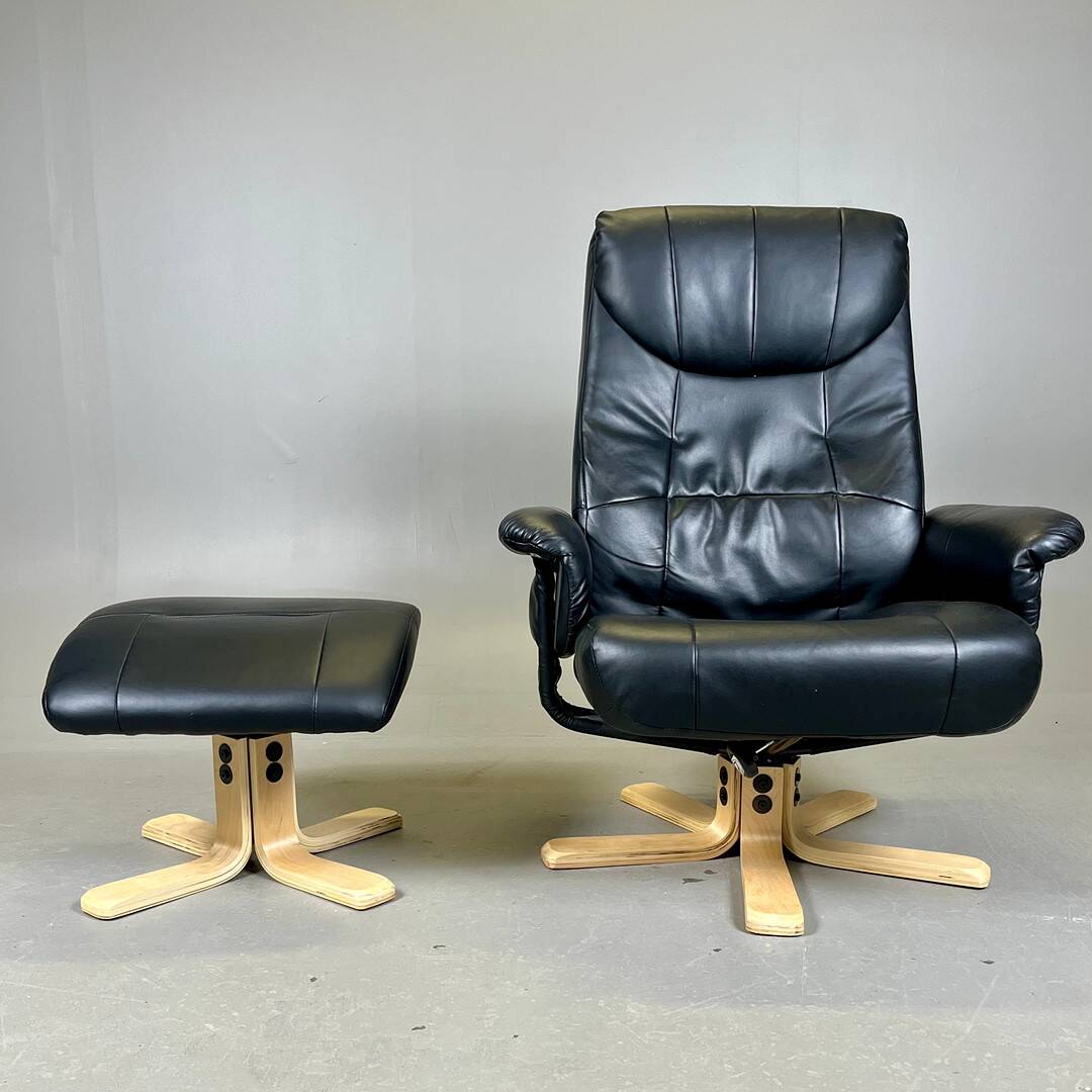 Swivel Reclining Armchair with Matching Footstool — Adjustable Comfort