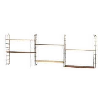 Grande etagere metal style tomado 2 tons faux bois 4 montants chrome or 187×67hx17