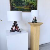 Paire de lampes céramiques forme libre triangle