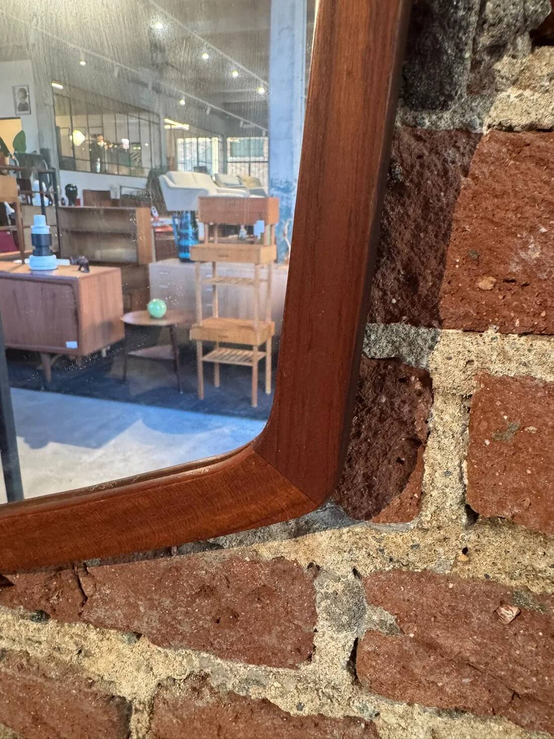 Shaped mirror with teak frame, 1960s