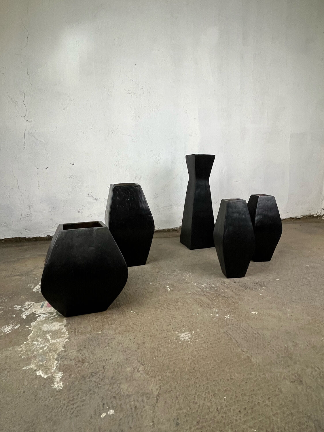 Set of glazed terracotta vases