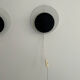 Pair of vintage "Cirkle" wall lights in black and white lacquered metal, Denmark 1970