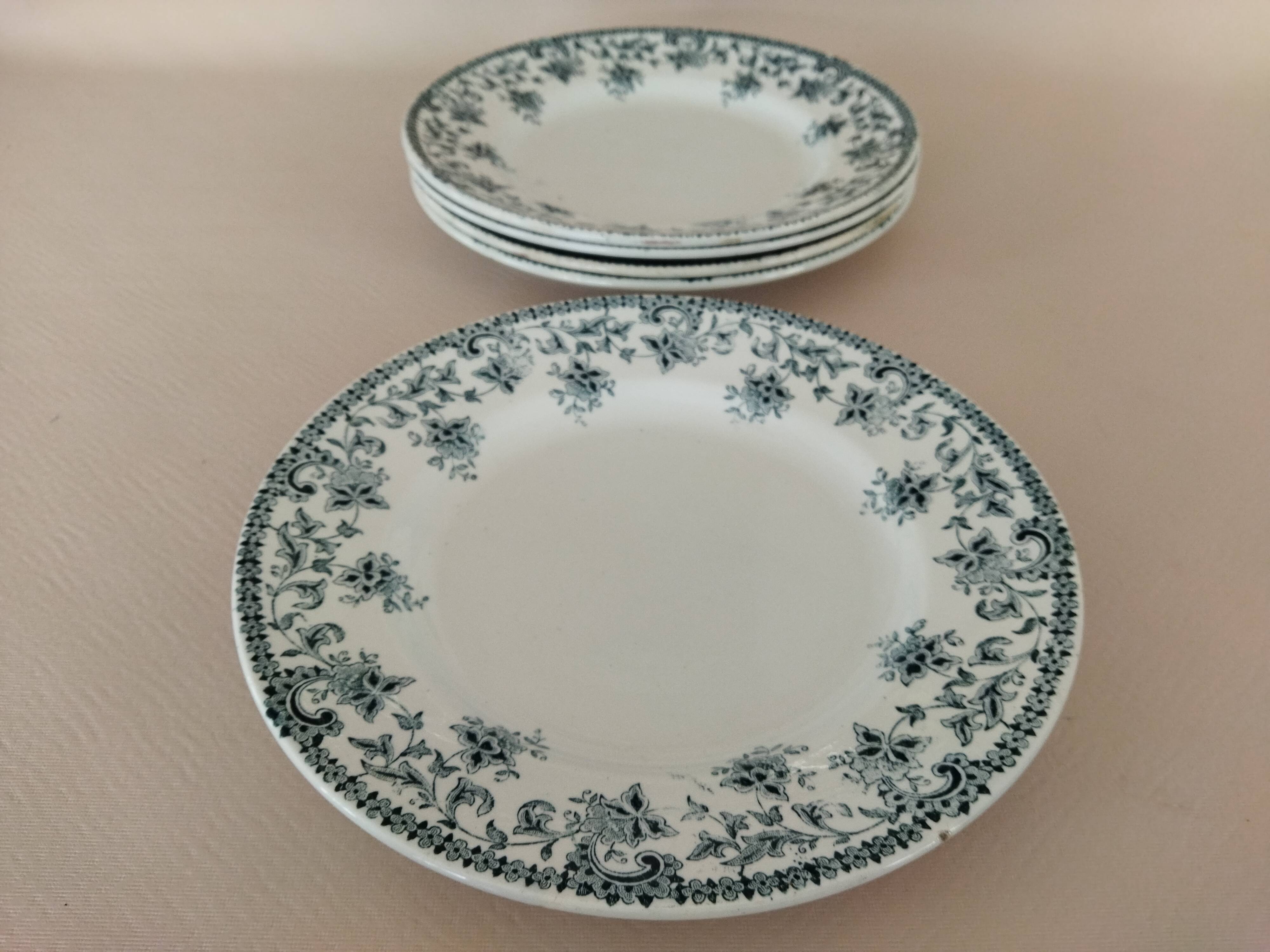 5 flat plates in St Amand "Jane" iron clay