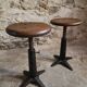 Ensemble de 6 tabourets industriels réglables Singer anciens, France, vers 1900–1930