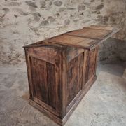 Antique French pine desk – 1880, bar/counter unit with drop-leaf compartments – 65×120×106 cm