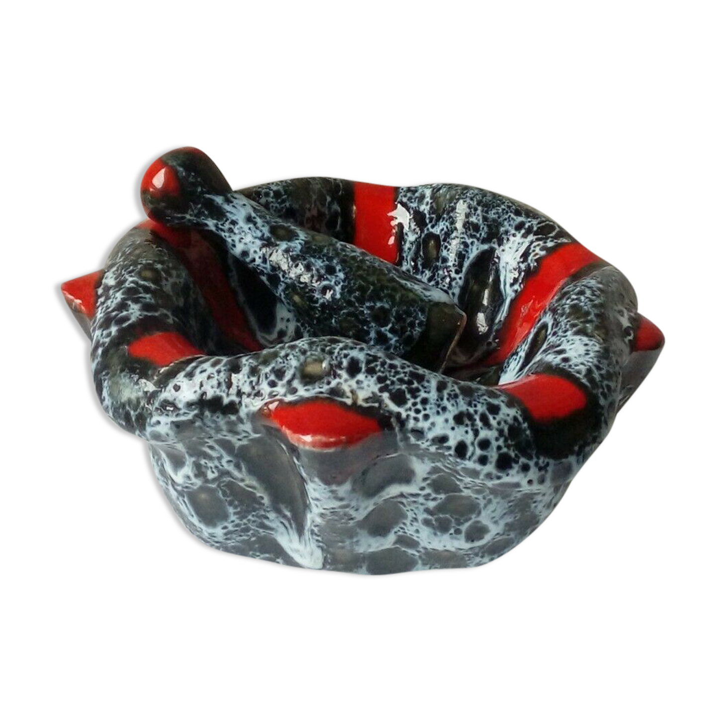 Mortar and pestle in ceramic Vallauris fat vintage lava years 1960