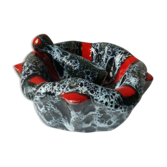 Mortar and pestle in ceramic Vallauris fat vintage lava years 1960