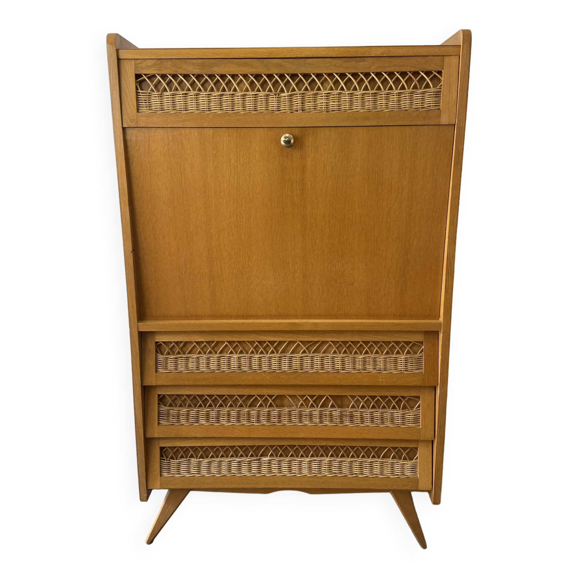 Secrétaire bois/osier vintage