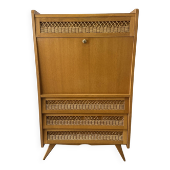 Vintage wood/wicker secretary