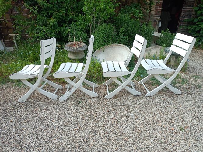 Chaises de jardin pliables en bois vintage