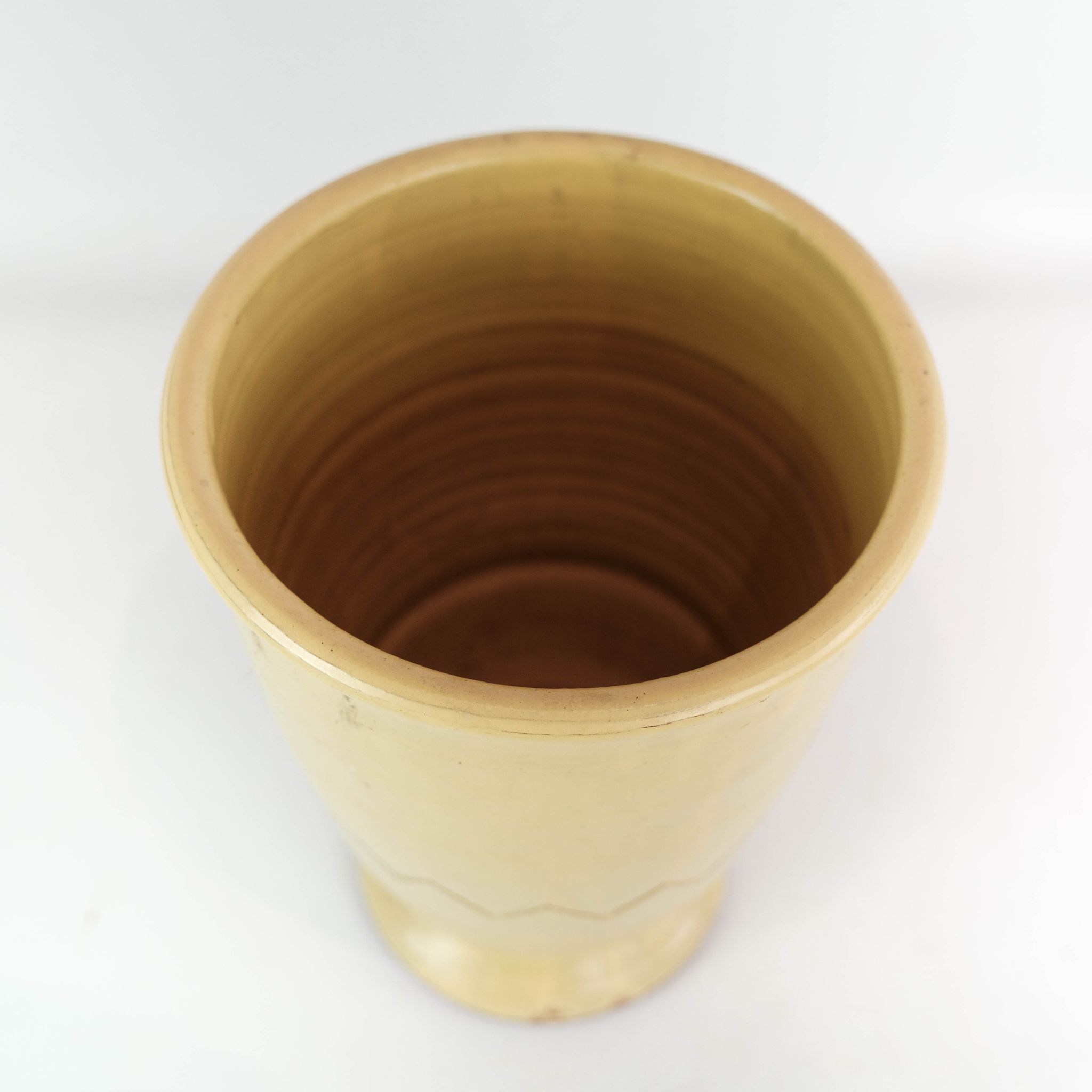 Ceramic vase with light glaze and simpel pattern of unknown Danish artist, 1960s