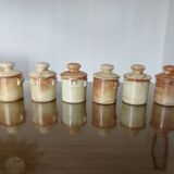 Set of 6 ceramic spice jars signed FPP Vallauris, 1960