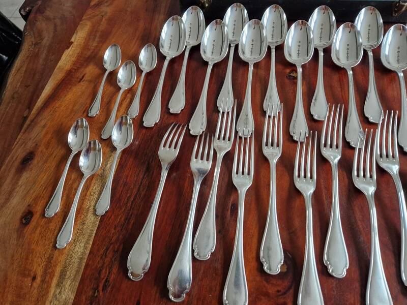 Alfénide, Christofle - 36-piece cutlery set model Pompadour silver-plated metal