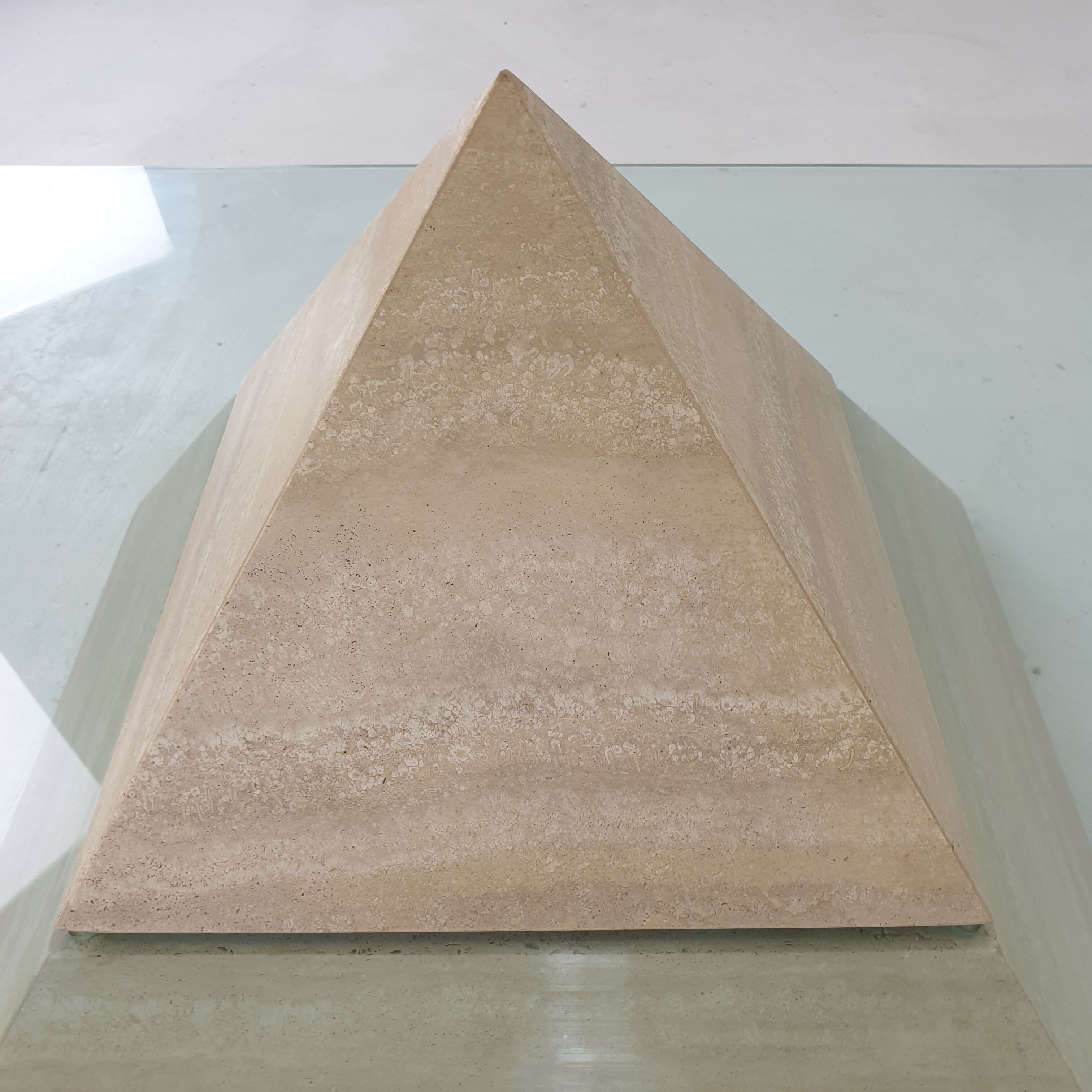 Italian Travertine Pyramid Coffee Table, 1980s
