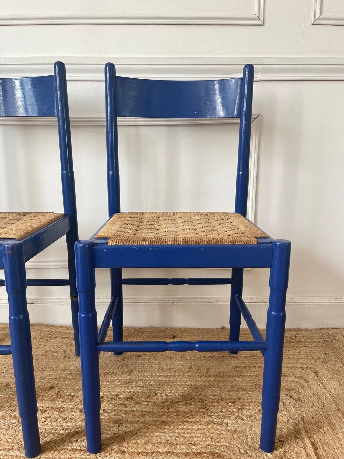 Paire de chaises en bois et corde
