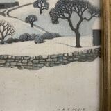 20th century naive snowy landscape by Currie