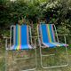 Pair of vintage nylon canvas folding garden armchairs