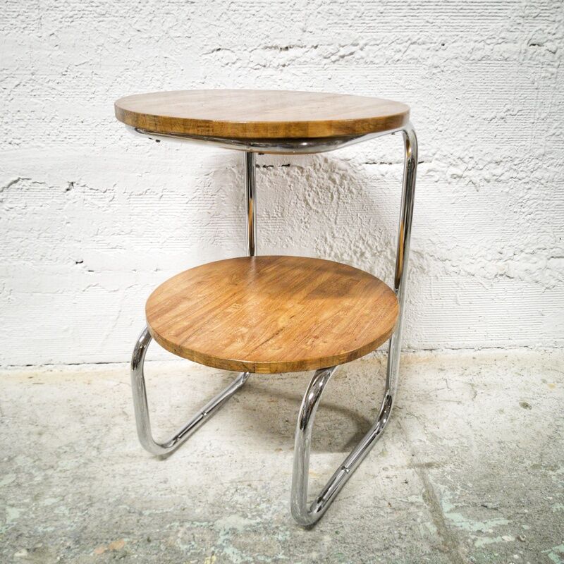 Double chrome harness wood tray