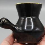 Ancienne ceramique pichet design vintage noir jaune