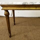 Gilded wood coffee table and marble top Louis XVI style