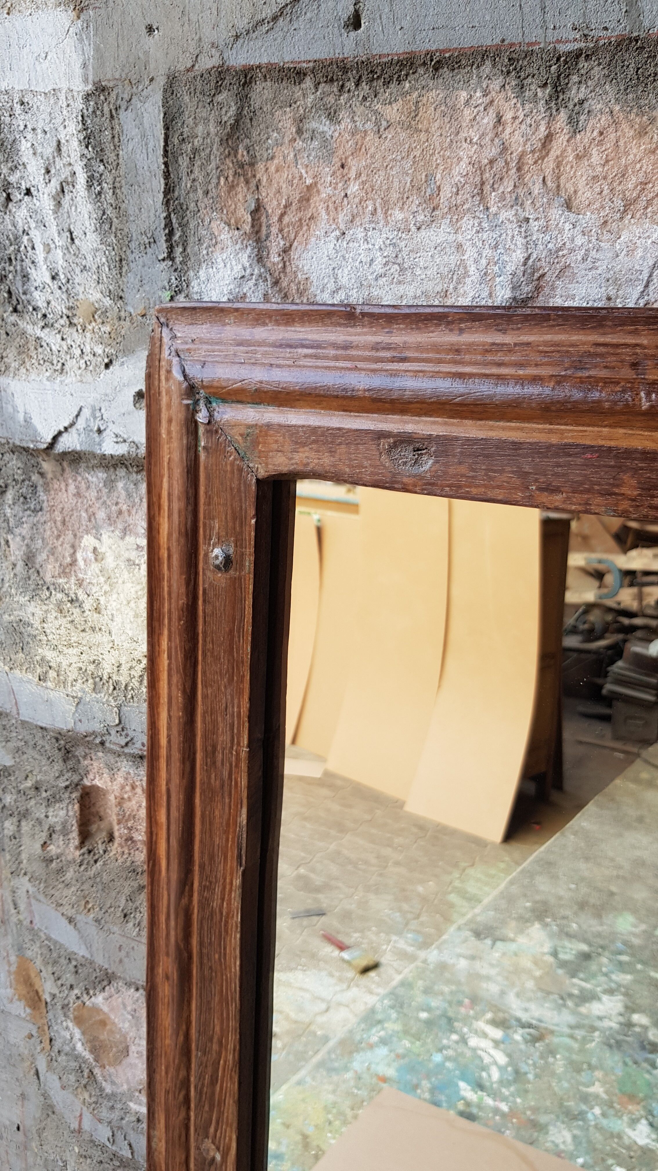 Ancient Burmese teak mirror