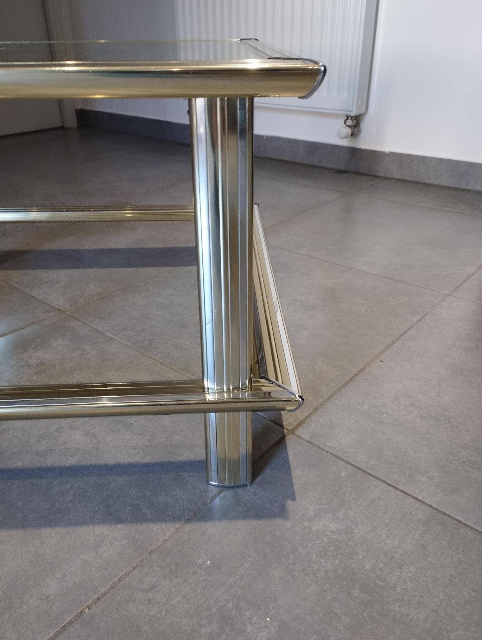 Vintage coffee table 1960s/1970s chrome and gold - Lancel house