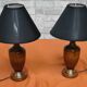 Pair of scandinavian design bedside lamps in turned wood elec ok 48x25
