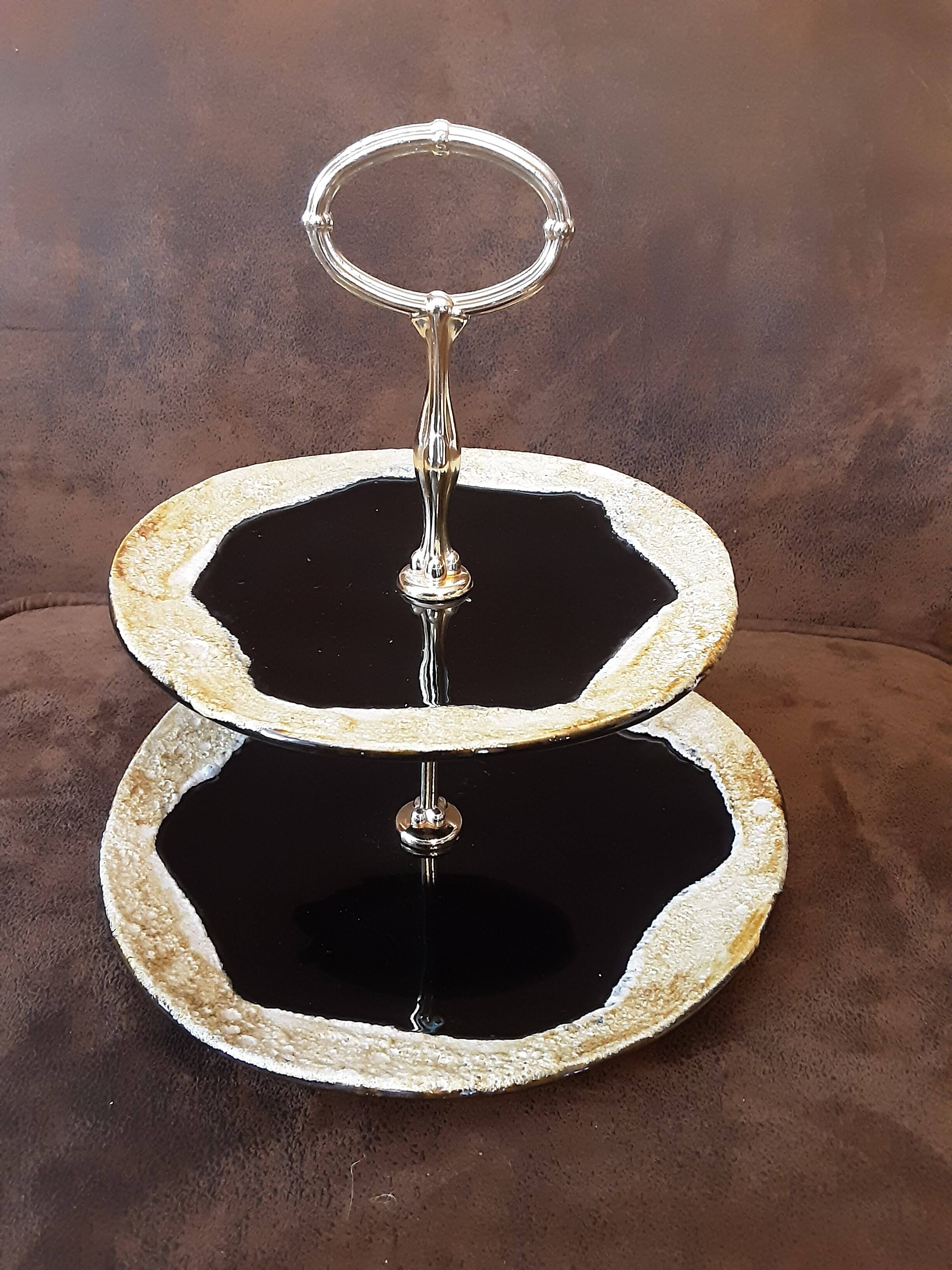 2-tier tray, handmade ceramic
