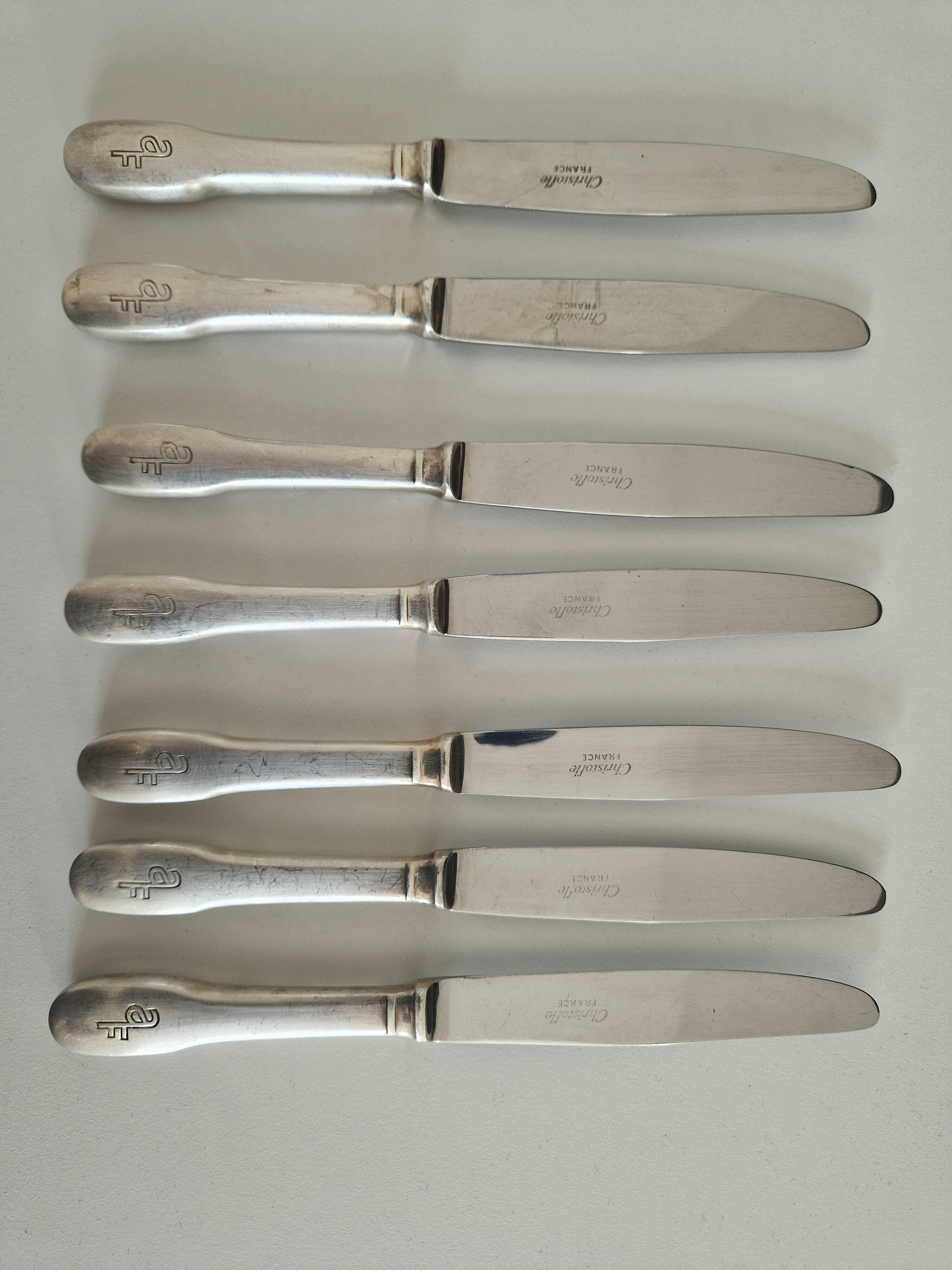 7 silver-plated Christofle knives for Air France