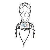 Plant holder "chair" in wrought iron and earthenware / vintage 60s-70s