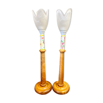 Pair of glass paste lamps, Scandinavian design 1950.