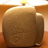 Brutalist Lamp in Sculpted Stone Cut Albert Tormos