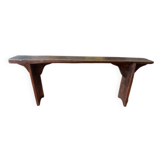 Banc 19e en chêne patiné, banc de ferme ancien