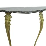 French Marble Console Ornate Brass Legs Baroque Style