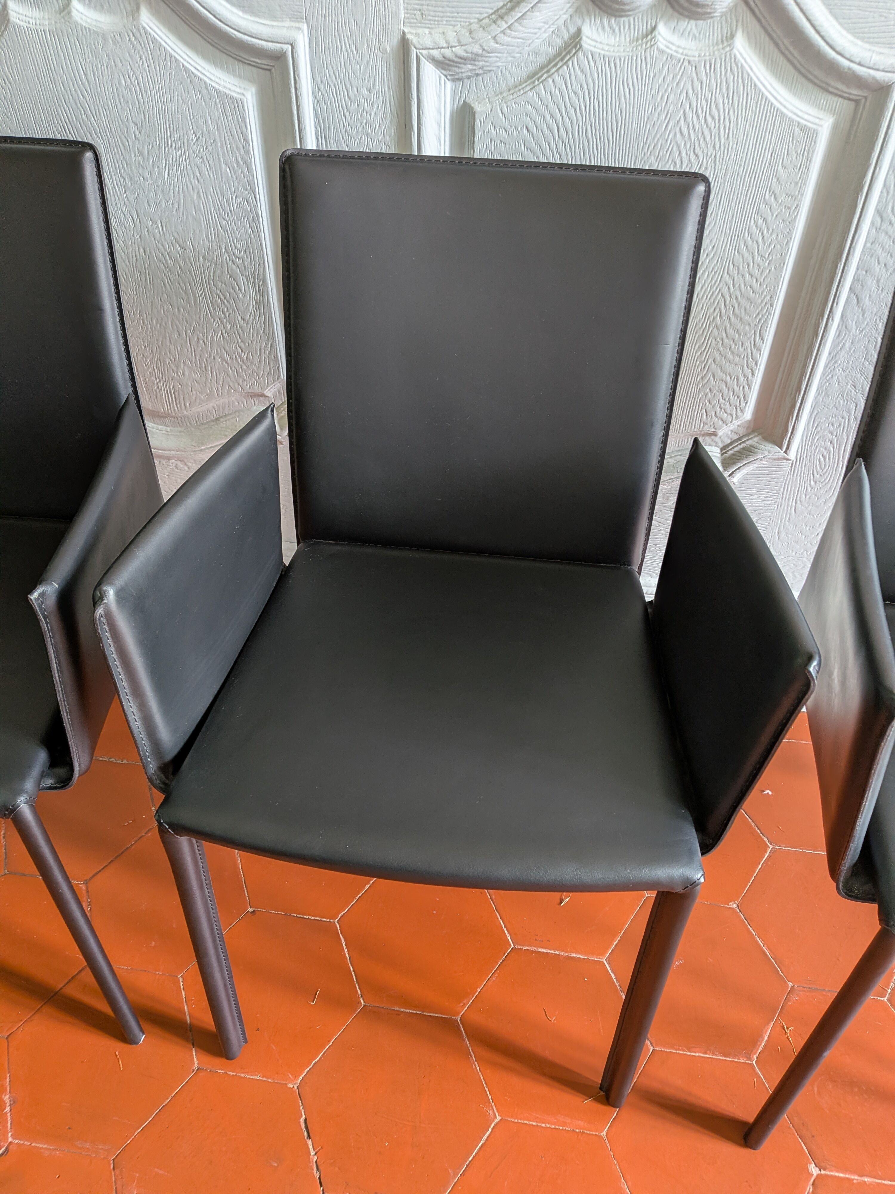 4 leather Twiggy chairs by Gebrüder Thonet