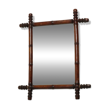 Miroir en bois antique faux bambou