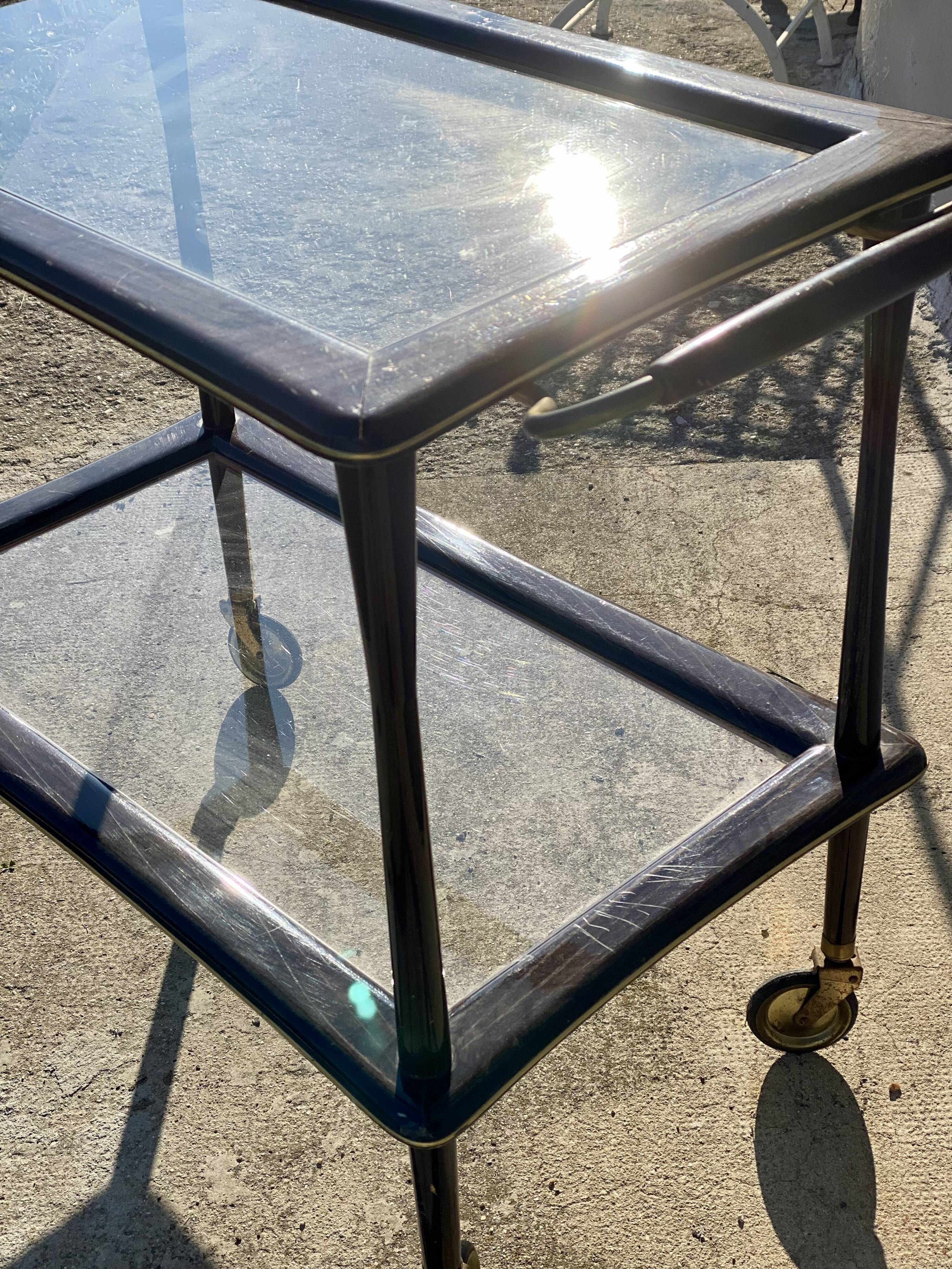 Vintage 1960s modernist serving table on wheels