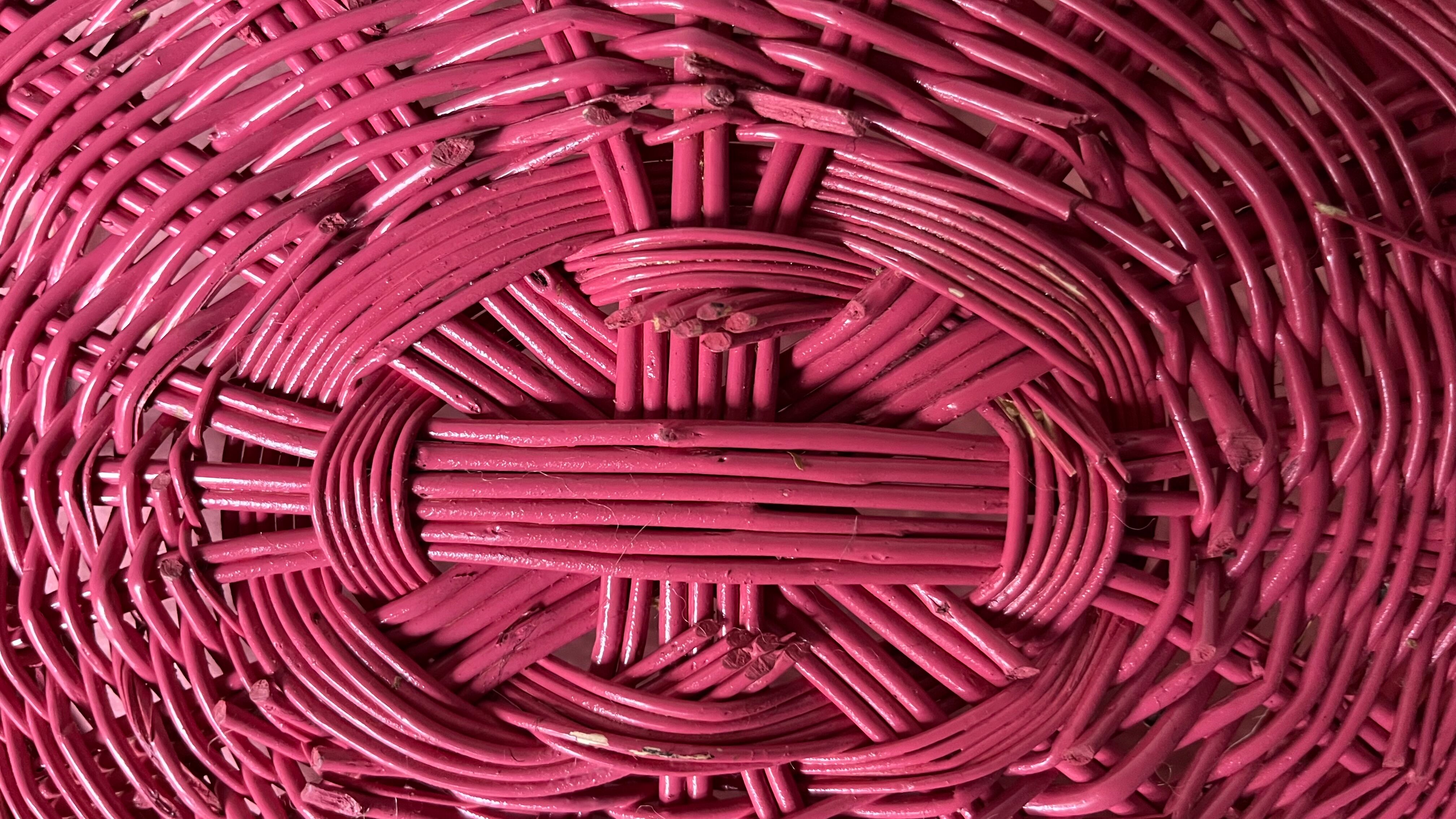 Pink wicker basket 2 handles