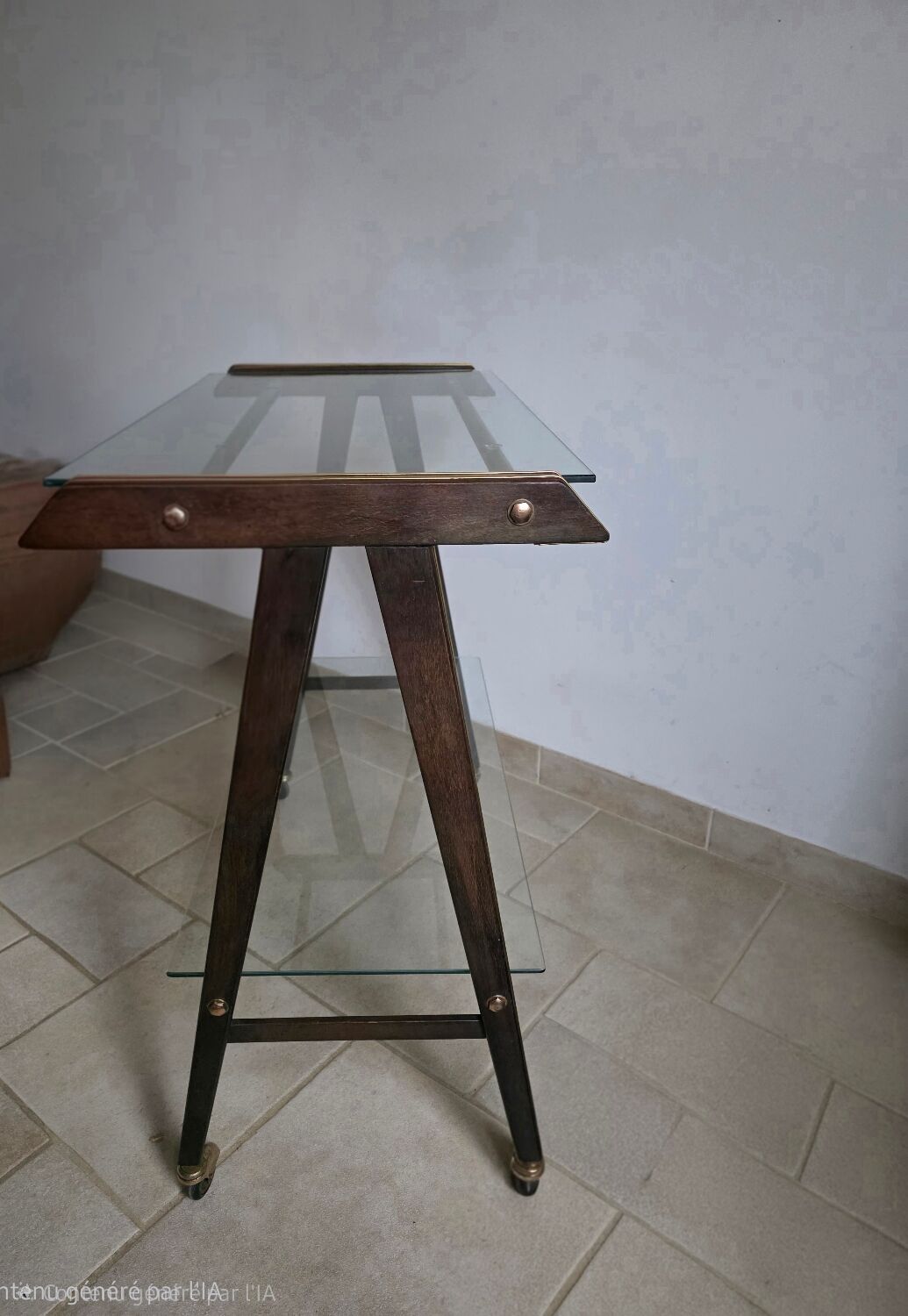 Mahogany and glass side table