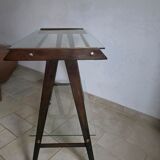 Mahogany and glass side table