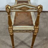 Banquette en Bois Doré et Gris-Vert, style Directoire – Fin XIXe