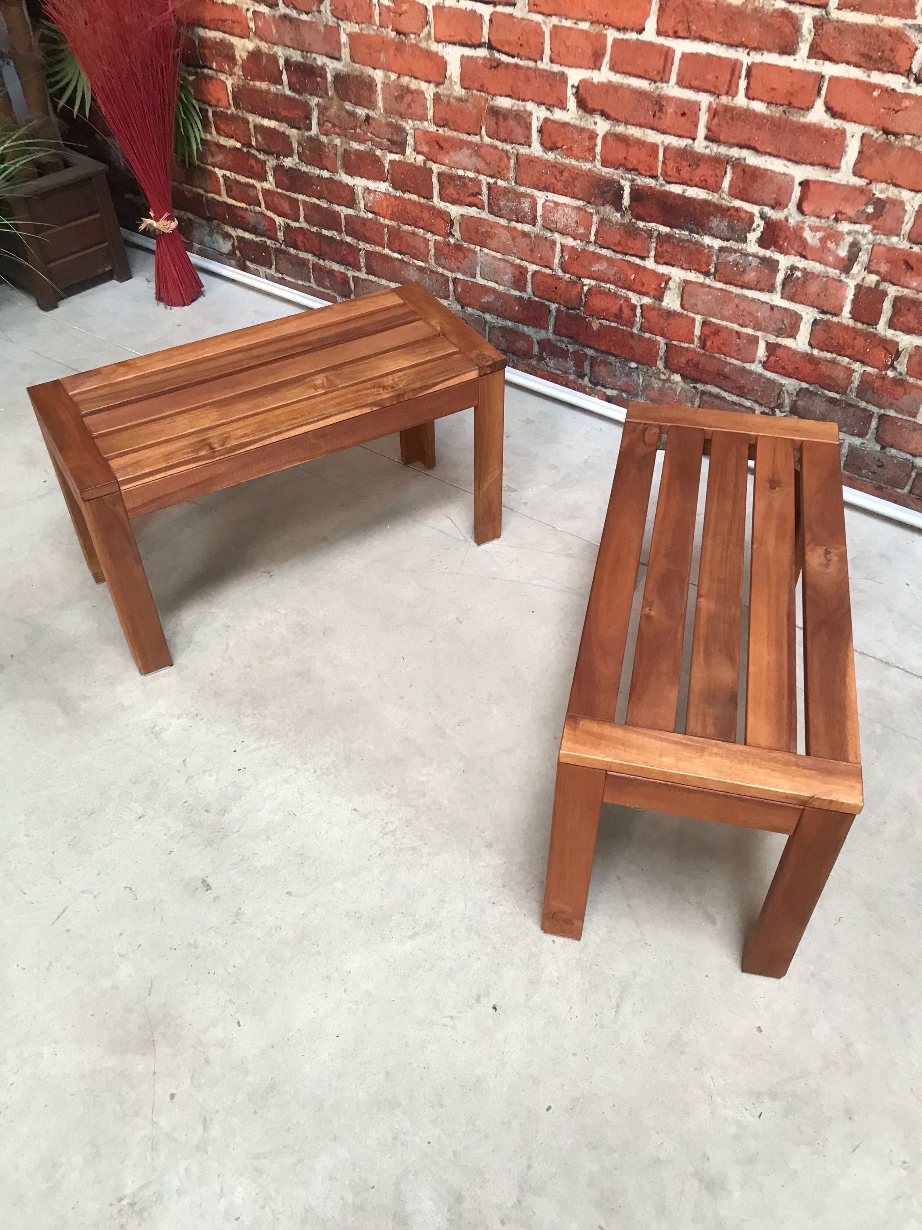Pair of teak benches