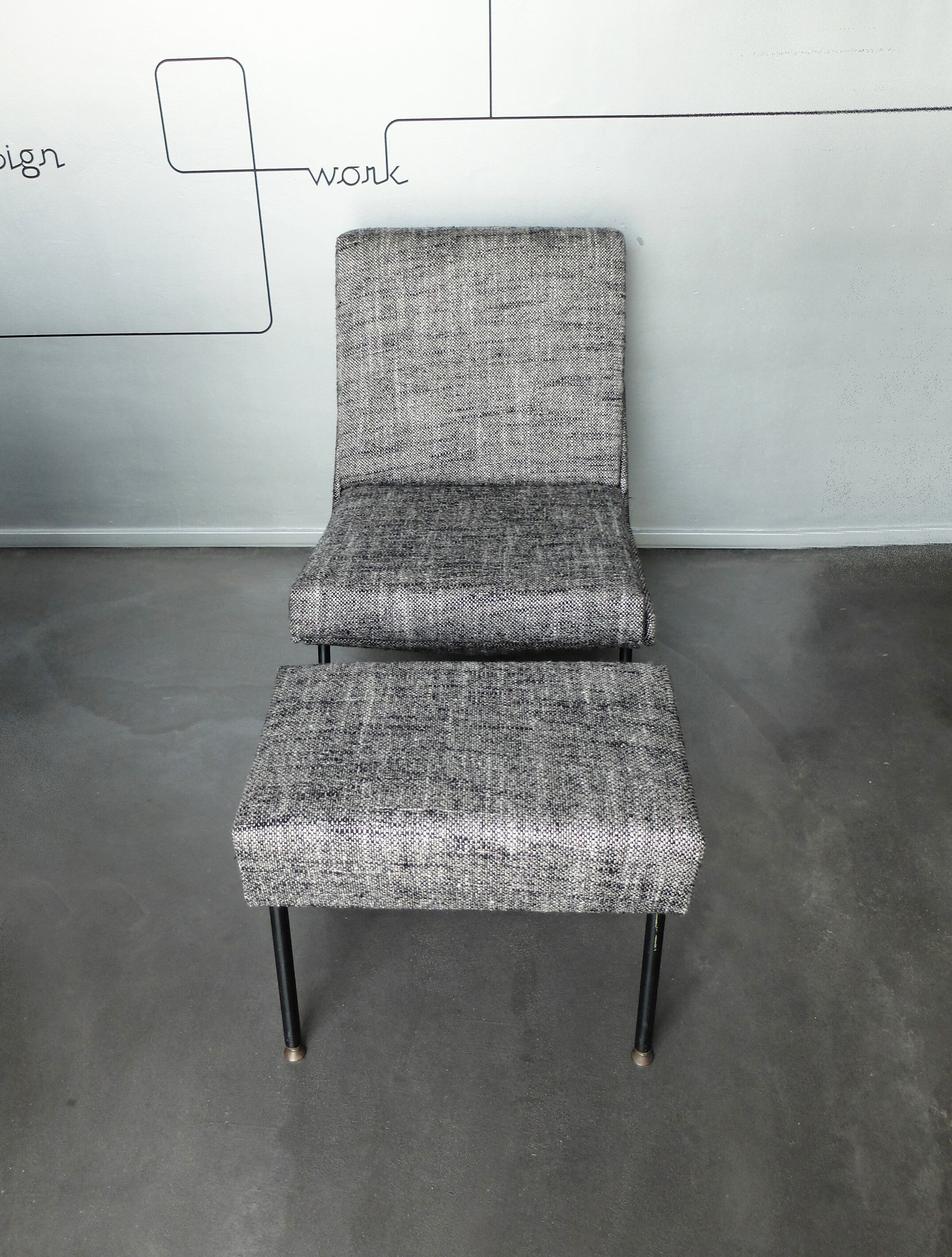 Armchair and ottoman designed by Paul Geoffroy, Airborne, France, 1960