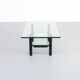 80s solid metal and glass coffee table