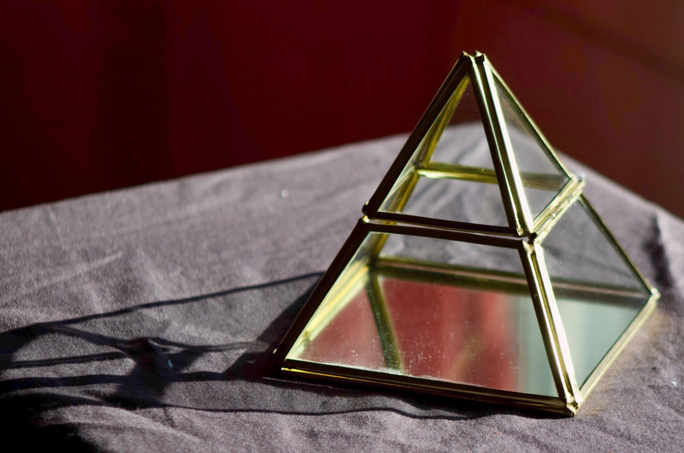4 old glass, brass and mirror jewellery boxes