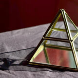 4 anciennes boites à bijoux en verre, laiton et miroir