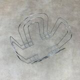 Postmodern chrome metal magazine rack from the 80s