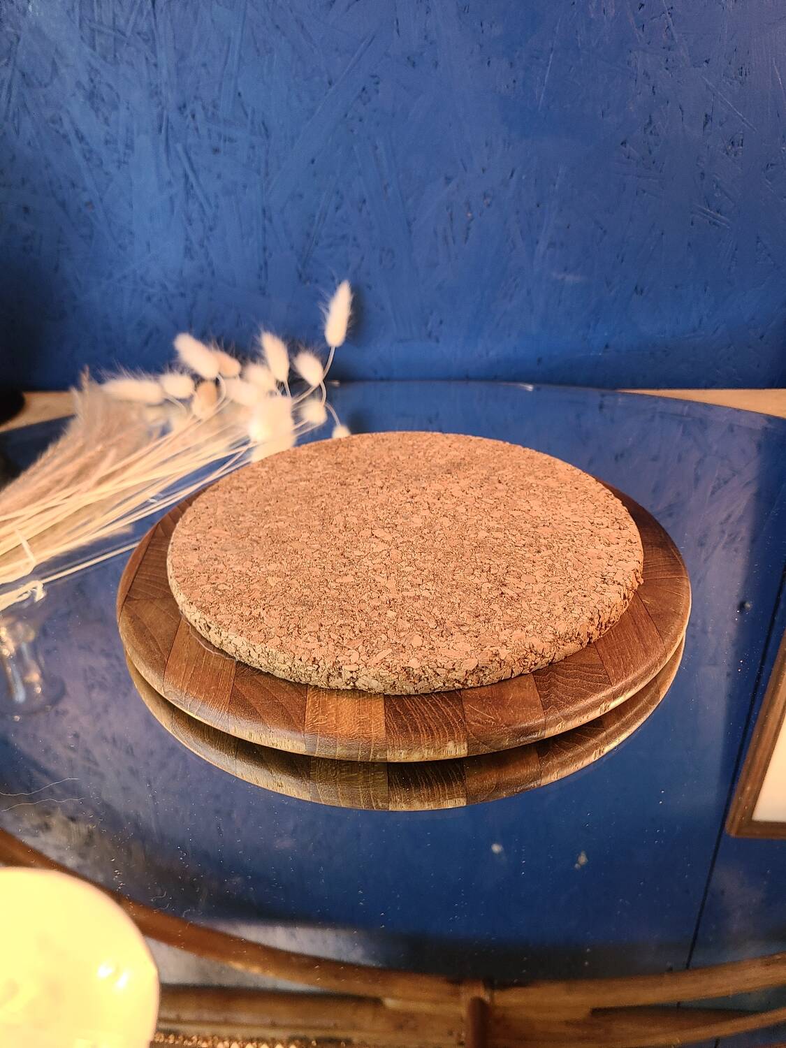 Vintage trivet in olive wood