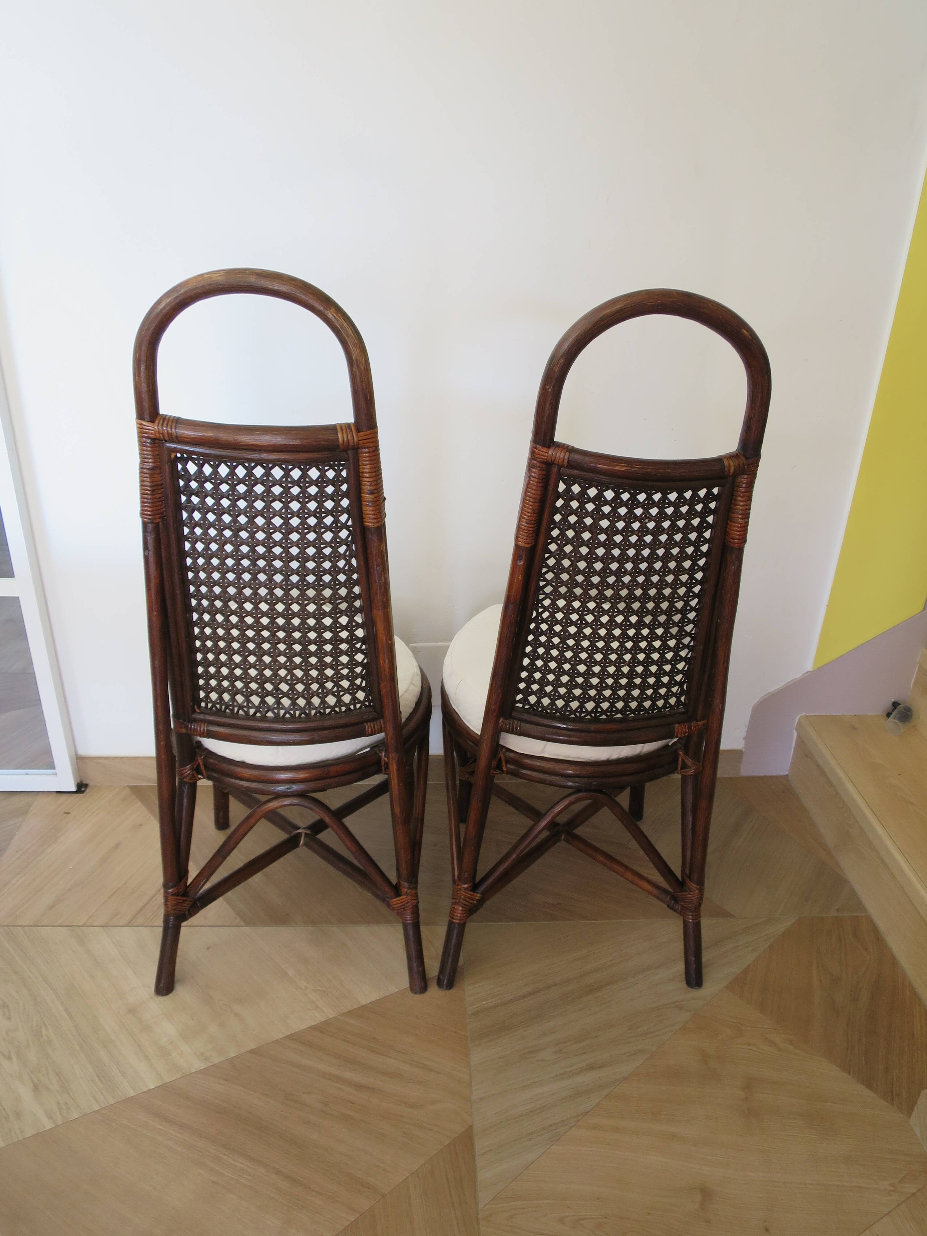 RARE - Set of 2 rattan and cane chairs - 1950 - Dirk Van Sliedrecht style